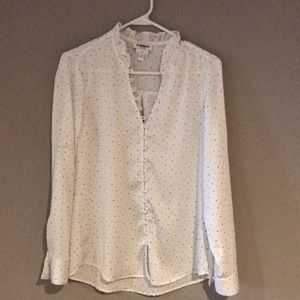 Blouse Shirt Button up White with black dots